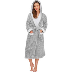 HEARTNICE Bademantel Damen lang Plüsch Morgenmantel weicher Bademantel Fleece mit Kapuze warm Kimono flauschige Bademäntel für Damen Hausmantel