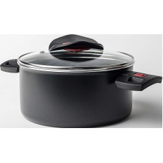 BALLARINI Click & Cook Kochtopf aus Aluminium mit Keravis-Antihaftbeschichtung und einklappbaren Griffen, 20 cm, 3,25 L, Schwarz