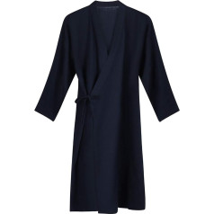 Qchomee Vīriešu kimono Vīriešu halāts Vīriešu halāts Gadījuma Yukata V-veida kakla miega svārki Garām piedurknēm Miega halāts Miega krekls Kokvilnas peldmēteļi, L, tumši zils, tumši zils