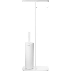 Brabantia - Mindset Tualetes skapītis - Badezimmerregal, Klopapierhalter & Hygienische Toilettenbürste - Korrosionsbeständig - Stabiler & Rutschfester Boden - Fresh White - 75,5 x 12,5 x 29 cm