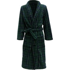 John Christian Thermo Fleece Morgenmantel mit Tartan-Muster - grün dunkelblau - Herren