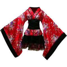 SOIMISS Īss kimono kostīms pieaugušajiem, tradicionālais japāņu poliesteris, Yukata Sakura raksts, V-veida kakls, kimono, ballīte, Cosplay tērps ballītei, sievietēm, meitenēm, dāvana, XL