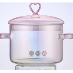 ERINGOGO Saucepan Stikla katls ar vāku un rokturi - 1. 5L/50oz Saucepan panna ar vāku Karstumizturīgs stikla katls Augsts borosilikāta stikla katls, kas vārās caurspīdīgs katls - rozā krāsas katls