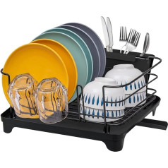 BRIAN & DANY Black Dish Drainer with Drip Tray and Cutlery Holder