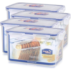 (В упаковке 4) Прямоугольный контейнер для пищевых продуктов Lock & Lock, со 100% герметичностью, высокий, HPL818, 7,9 чашек, 64 унции