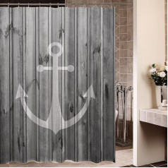 Violetpos Rustic Grey Anchor Wood dušas aizkars Vannas istabas dekoratīvais 180 x 200 cm