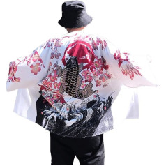 Siehin Vīriešu Kimono Cardigan Japāna Happi Kimono Pavasara vasaras jaka Yukata Coat Ukiyoe Baggy Tops