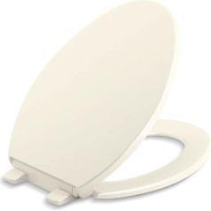 Kohler K-20110-96 Brevia Long Toilet Seat with Non-Slip Bumpers, Quiet Seat, Quick-Attach Hardware, Biscuit