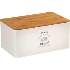 Kesper 1804563 Brotbox aus Weißblech und Bambus im Landhaus-Stil/Brotaufbewahrung/Country Collection, 32 x 15 x 21 cm