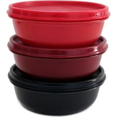 Tupperware 3 ledusskapju komplekts Hit-Parade 300 ml melns sarkans tumši sarkans mazs Hitparade Mini Panorama