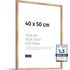 JUNOMI® Premium Дубовая фоторамка, 40 x 50 см, Фоторамка из натурального дерева 40 x 50 см, из дуба с ударопрочным акриловым стеклом, дубовая рамка