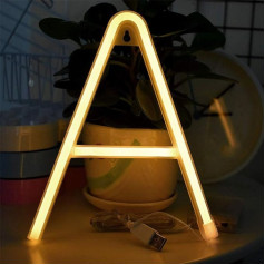 Warm White Neon Night Light LED Alphabet Marquee Light A-Z Neon Letter Sign Decorative Word Light Letter Neon Lights for Home Bar Cafe Christmas Birthday Gifts for Kids (A)