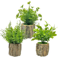 WOGREZ Set of 3 Artificial Plants Artificial Pot Set Artificial Flowers Like Real Mini Fake Plants for Bathroom Living Room Windowsill Desk Indoor Decoration