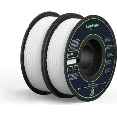 AnkerMake PLA+ 3D printēšanas filaments, AnkerMake Original Filament, 2 gab., 1 kg, izturīgs, mīksts materiāls, augsta saķere, piemērots ātrai drukāšanai (balts)