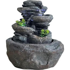 SEINHIJO iekštelpu strūklaka Feng Shui ūdenskritums iekštelpu galda Burnnen Living Room Art Decor Dāvana ar LED apgaismojumu 27 cm 27 cm 27 cm 27 cm