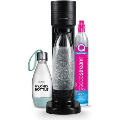 SodaStream GAIA dzirkstošā ūdens automāts, 1 pudele 1 L + 1 pudele 0,5 L, kas paredzēta mazgāšanai trauku mazgājamā mašīnā + 1 uzpildes gāze 60 L, melns [ekskluzīva iepakojums]