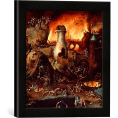 Hieronymus Bosch The Hell Art Print ierāmēta glezna 30 x 30 cm matēts melns augstas kvalitātes ar rokām darināts rāmis