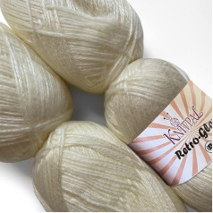 RETRO GLAM METALLIC GLOSS YARN SUPER SOFT & SHINTER FOR KNITTING AND CROCHETING LARGE SIZE 4 BALLS 400g 3 DK WEIGHT (