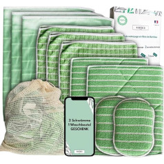 11 бамбуковых салфеток из микрофибры XXL, моющиеся губки + сумка, премиальное качество, салфетки | чистящие салфетки для удаления разводов на 