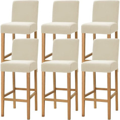 Dimatic Velvet plīša krēsls pārklāj Counter Pub Bar Stool krēsls Slipcover ēdamistabai Kafejnīca Bar Stool Slipcover Mēbeļu aizsargs Neslīdošs vāks ar elastīgu pamatni, komplekts no 6, bēšs