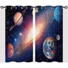 ANHOPE Weltraum Planeten Galaxie Erde Vorhänge mit Ösen Blickdichte Gardinen Thermo Vorhang Blackout Curtain Schlafzimmer Wohnzimmer Kinder Jungen Mädchen Verdunklungsvorhänge 2er Set H 137 x B 71 cm