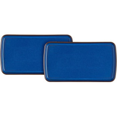 Denby Imperial Blue Taisnstūra formas keramikas servējamais šķīvis 26cm x 14,5cm Karaliski zils vakariņu galda paplātes