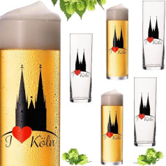 Imperial Kölsch glāzes ar Ķelnes katedrāles motīvu 200 ml (maks. 240 ml) 6 Ķelnes stienīšu komplekts 0,2 L alus glāzes Ķelne