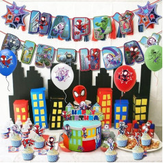 ZONSTORE Iepakojumā 17 Spider Man Cake Decoration Zhuyun The Avengers Cake Decoration Birthday Cake Topper ar Cupcake Toppers Cake Toppers Cake Toppers bērnu ballītei Dzimšanas dienas tortes dekorēšana Party Supplies, S