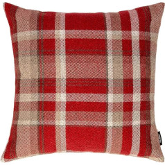 McAlister Textiles Heritage | Kissenbezug für Sofakissen in Rot | 43 x 43 cm | gewobenes Tartan-Muster kariert | Deko Kissenhülle Sofa, Bett, Couch pflegeleichtes Wolle-Gefühl