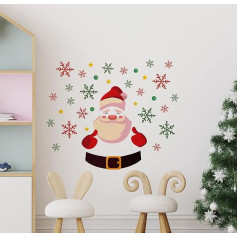 WALPLUS 70 x 90 cm Ziemassvētku Combo rotājumi Sienas uzlīme Cute Santa ar krāsainām sniegpārslokām Sienas māksla Window Clings Displeja uzlīme Dzīvojamā istaba Izpārdošana Dzīvojamā istaba Atlaižu izpārdošana