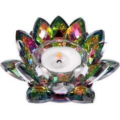 SUMTree Crystal Lotus Candle Holder for 4.5 Inch Pillar Candle, Decorative Tea Light, Lotus Votive Candle Holder, Petal Style, Flower Tea Light Holder for Home, Wedding, Decoration, AB Colorful