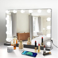 Depuley Hollywood Makeup Mirror, косметическое зеркало с 3 цветовыми режимами, зеркало для макияжа с подсветкой и 12 регулируемыми светодиодными лампами, U