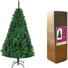 SHATCHI Artificial Christmas Tree Pine Wood Hinged with Metal Stand PVC Green 180cm