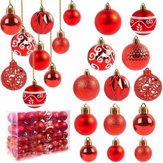 Ywlake Christmas Bauble Ornaments Set for Christmas Tree, 100 gabali Ziemassvētku eglītes rotājumu komplekts, nesadalāms Ziemassvētku Bauble Ornaments Jaungada ballītei, kāzām, svētkiem, Ziemassvētku dekorēšanai