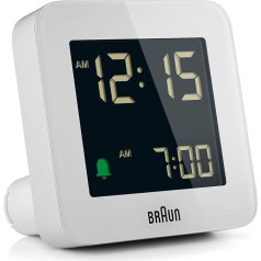 Braun BC09W Digitālais modinātājs, Snooze funkcija, negatīvs LCD displejs, ātrās iestatīšanas funkcija, Crescendo modinātājs baltā krāsā, Modelis