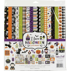 Echo Park Paper Company ILH218016 I Love Halloween kolekcijas komplekts, papīrs, oranžs, melns, violets, zaļš, 12 x 12 collas