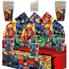 Piedāvājums Veikals Justice League Party Supplies Visi supervaroņu ballīšu rotājumi zēnu dzimšanas dienas svinībām - 16 porcijas