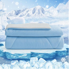 HOMFINE Kühldecke Doppelseitig Kühlende Decke - Leichte Kühldecke für Menschen Q-Max > 0,4 Sommerdecke Kühlend Selbstkühlende Decke Sommer Decke Cooling Blanket für Bett, Blau 150x230cm