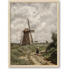 iHery ierāmēta Vintage Wall Art Classic Windmill 8x10 augstas kvalitātes ozolkoka rāmis Farmhouse audekls sienas dekori maza eļļas glezna guļamistaba dzīvojamā istaba 1