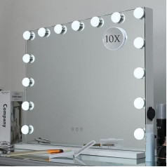 Hollywood Illuminated Makeup Mirror with 15 LED Lights, Touch Control, Large Cosmetic Mirror, 3 Light Modes, Table Makeup Mirror for Dressing Table Bathroom, White