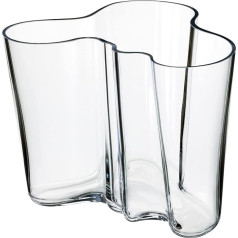 Iittala Alvar Aalto 1007041 Caurspīdīga kristāla stikla vāze viļņa formā, izmēri: 16 cm x 20,8 cm