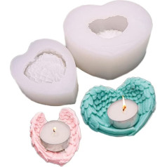 WonDerfulC Set of 2 Angel Wings Storage Box Candle Holder Silicone Resin Mould Aromatherapy Decoration Soap DIY Decorative Plaster Clay Mould