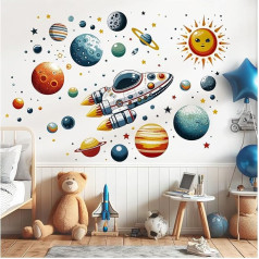 Little Deco Wandsticker Weltall Planeten Weltraum Raumschiff Wandtattoo Sterne Baby Kinderzimmer Deko Wanddeko DL5042-05