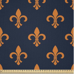 ABAKUHAUS Fleur De Lis mikrošķiedras audums, pārdod pa metriem, Crest Design, Dekoratīvie amatniecības izstrādājumi, Mīkstās apdares audums, 2 m (230 x 200 cm), Orange Indigo