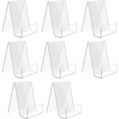 Worown 8 Pack (7,5 x 9 x 10,5 cm) Acryl Buchständer Klar Buchhalter Kleine Acryl Display Ständer für Bücher, Fotos, Broschüren, Tablets und Telefone