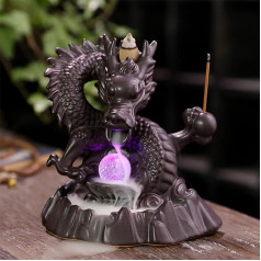 Dragon Backflow Incense Burne, Backflow Incense Holder ar 20 gabaliņiem Backflow Incense Cones Home Decor Keramikas Incense Burner turētājs izsmalcinātā dāvanu kastē (Dragon ar pērlītēm)