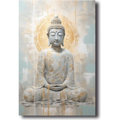 LZIMU Buddha Canvas Pictures, Budas statuja Glezniecība Prints Zen Pictures budistu garīgo mākslas darbu jogas Spa Meditācija Room Framed (Picture-3, (40.00 x 60.00 cm))