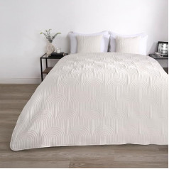 OHS Pinsonic Double Bedspread, gultas pārklājs, sega vienvietīgai gultai, divguļamam dīvānam, krēsliem, dīvānam, viegla sega, īpaši mīksta, ērta, 150 x 200 cm, krēma krāsā