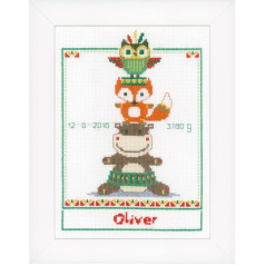 Vervaco Counted Cross Stitch: Dzimšanas ieraksts: Zvēru tornis, kokvilna, NA, 19 x 26cm.