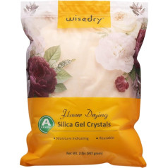 Wisedry Silica Gel 2 LBS (0.9 kg) Silica Gel for Drying Flowers, Fine Crystals, Desiccant, Reusable Flower Repellent - Colour Display